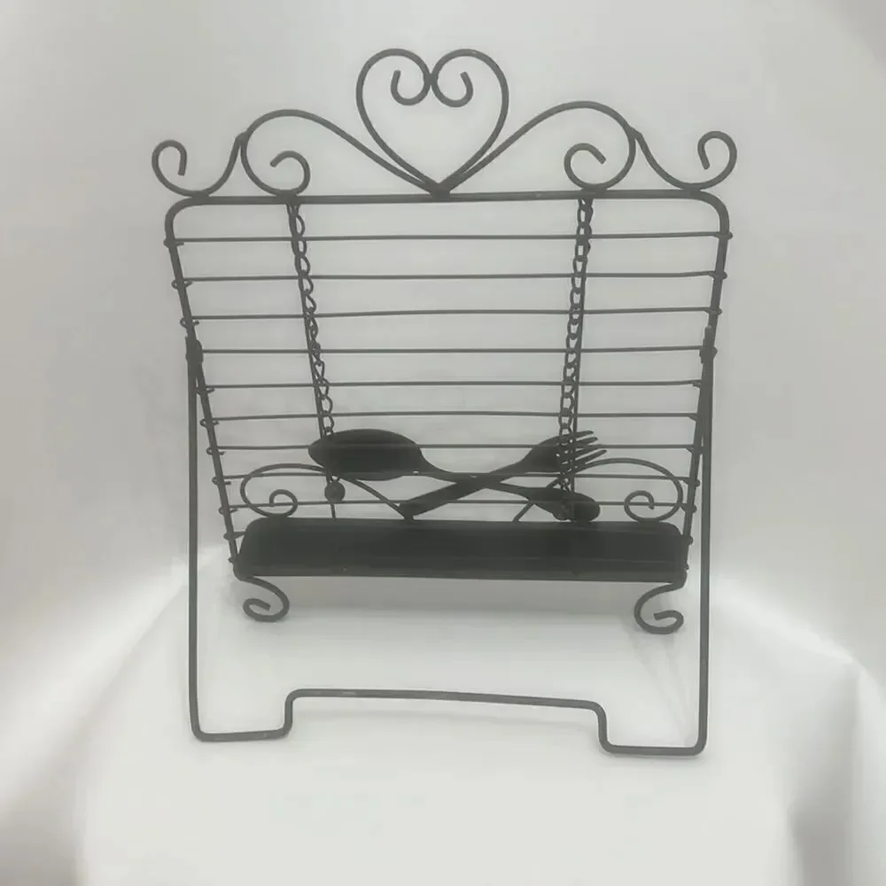 Metal Fork Spoon Wall Kitchen Cook Book Holder Ball And Chain Page Dividers